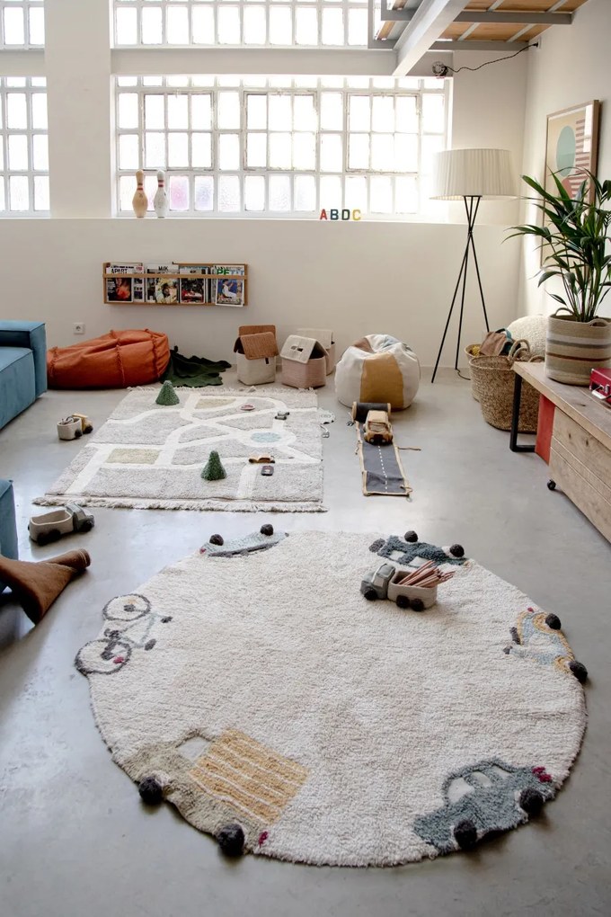 Lorena Canals, Kusový koberec Eco City Wheels, 140x140 (priemer) kruh, viacfarebná, detská izba