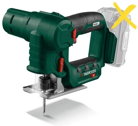 Parkside®  Aku priamočiara a chvostová píla Psssa 20 Li B2 + Akumulátor 20 V/4 Ah PAP 20 B3 + Nabíjačka 20 V/4,5 A PLG 20 C3  (800011213)