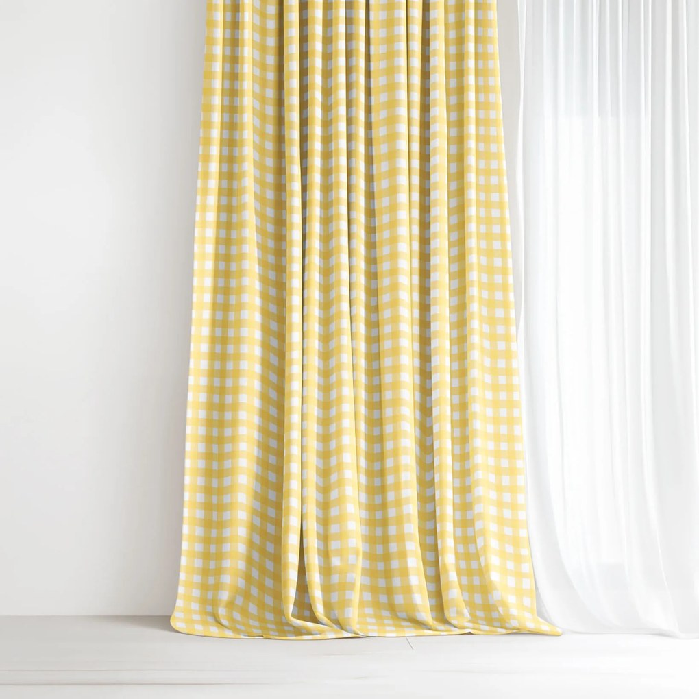 Goldea dekoračný záves - žlté kocky 240x150 cm