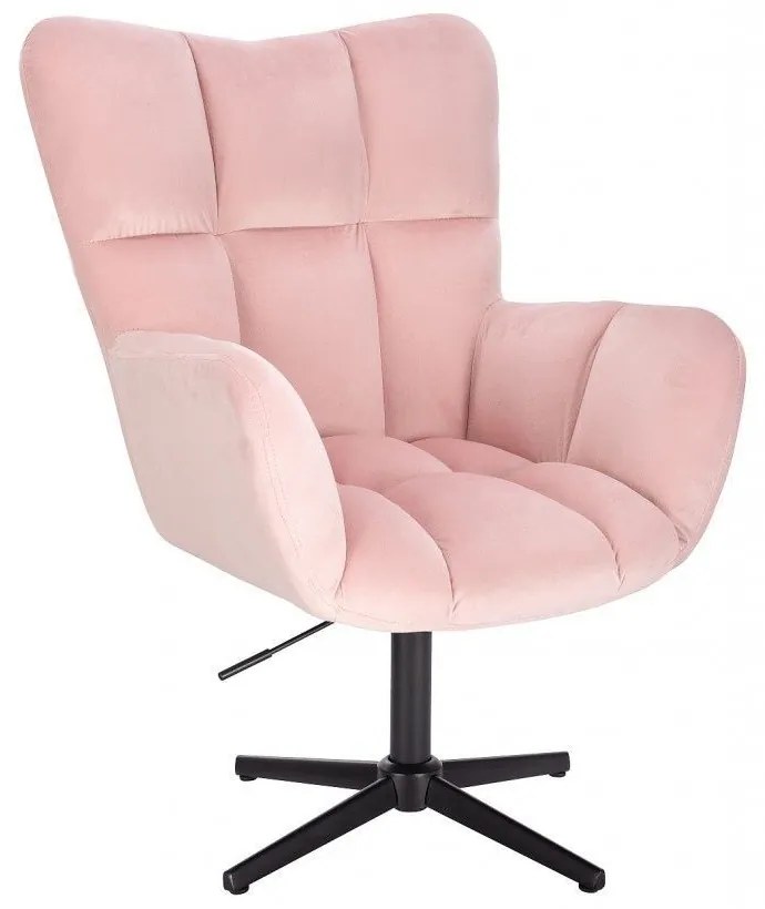 LuxuryForm DESIGN Otočné kreslo AURORA VELUR na čiernom kríži - svetloružové