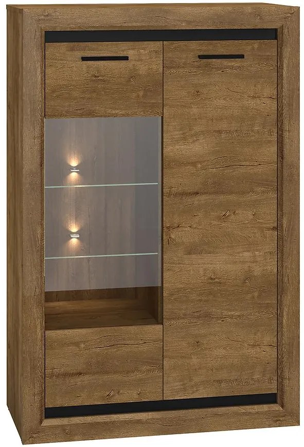 Vitrína Baltica 2601 90 cm Dub lefkas / čierna