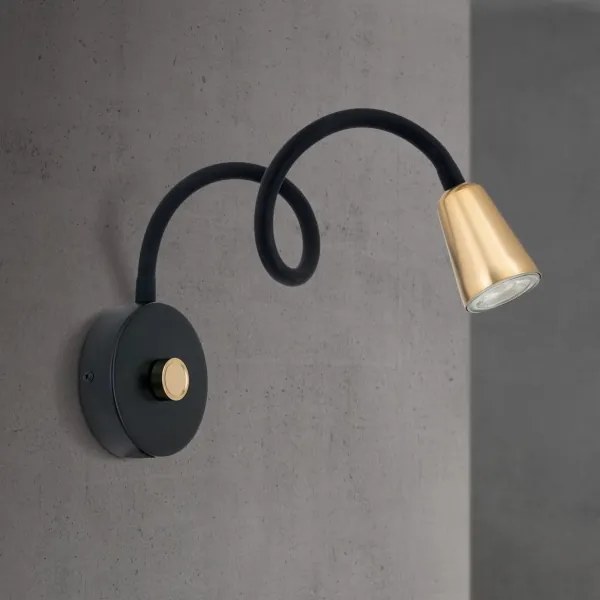 Orion - Stmievateľná flexibilná nástenná lampička DOTTY 1xGU10/10W/230V čierna/mosadz