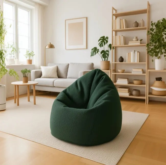 Sedací vak SAKO tmavozelený bouclé