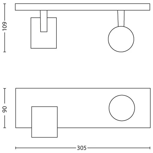 Philips 53092/48/12 - Bodové svietidlo RUNNER 2xGU10/50W/230V