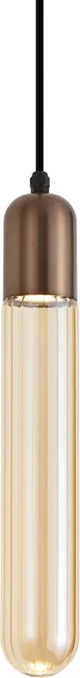 Závesná lampa v štýle Art Deco tmavý bronz s rebrovaným sklom IP44 - Walcott