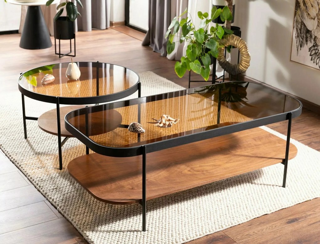 Konferenčný stolík Prima B 74 cm orech/čierny