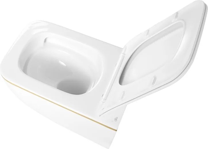 BPS-koupelny Závesná WC misa so SoftClose sedadlom HYD-6778, biela/zlatý lem