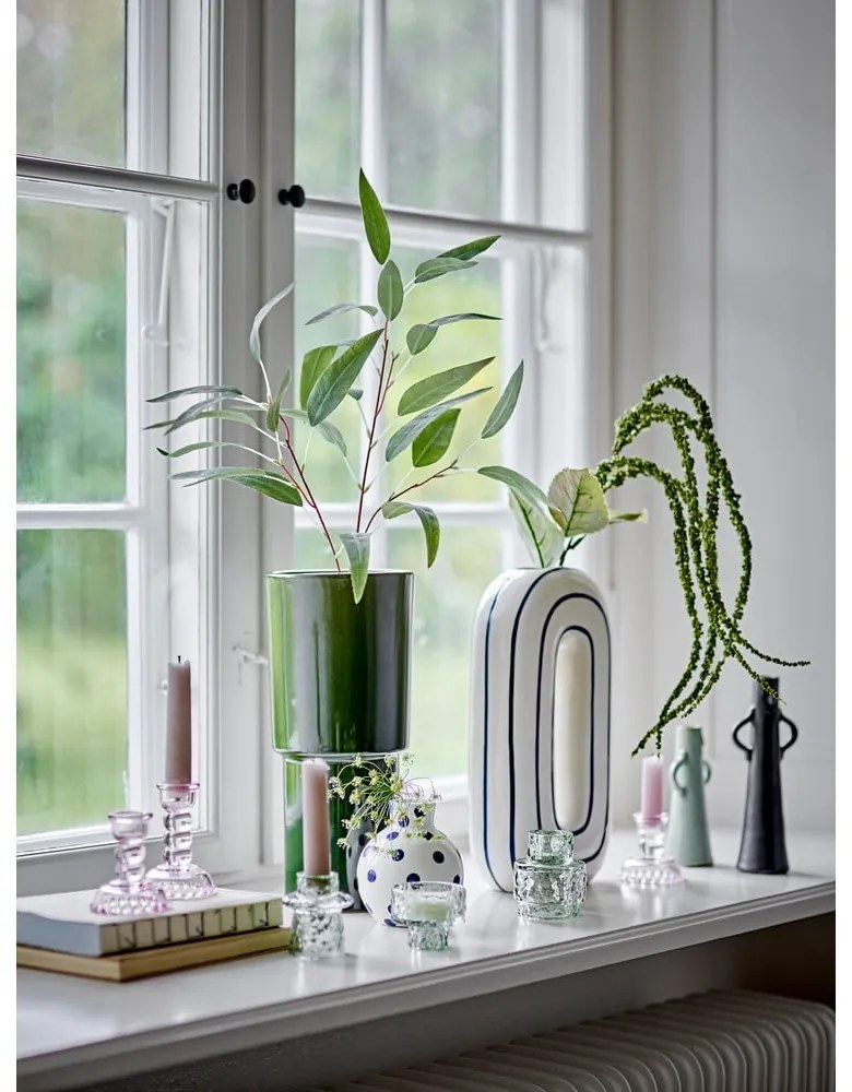 Biela keramická ručne maľovaná váza (výška 11 cm) Fian – Bloomingville