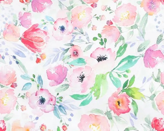 Behúň na stôl Akvarel kvety, 150x40 cm