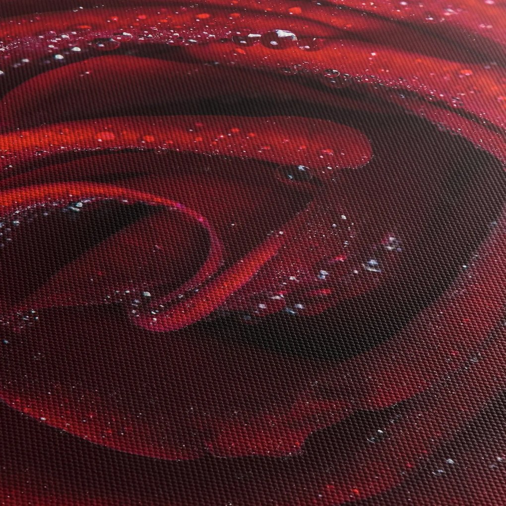 Obraz - Červená ruža s kvapkami rosy (s hodinami) (90x30 cm)