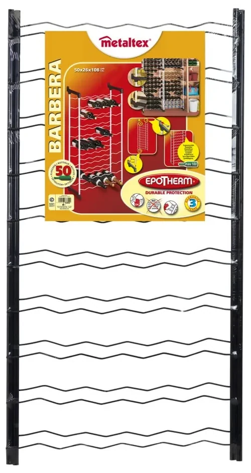 Sivý kovový regál na víno počet fliaš 50 Barbera – Metaltex