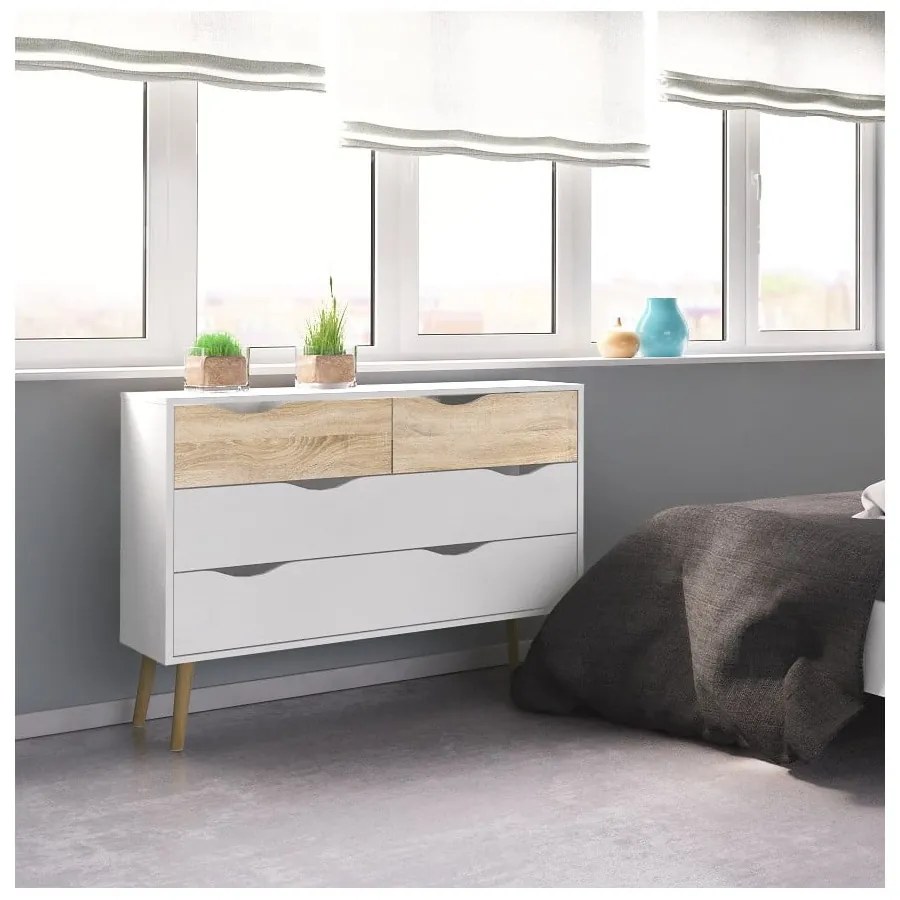 Biela komoda Tvilum Oslo, 99 x 82 cm