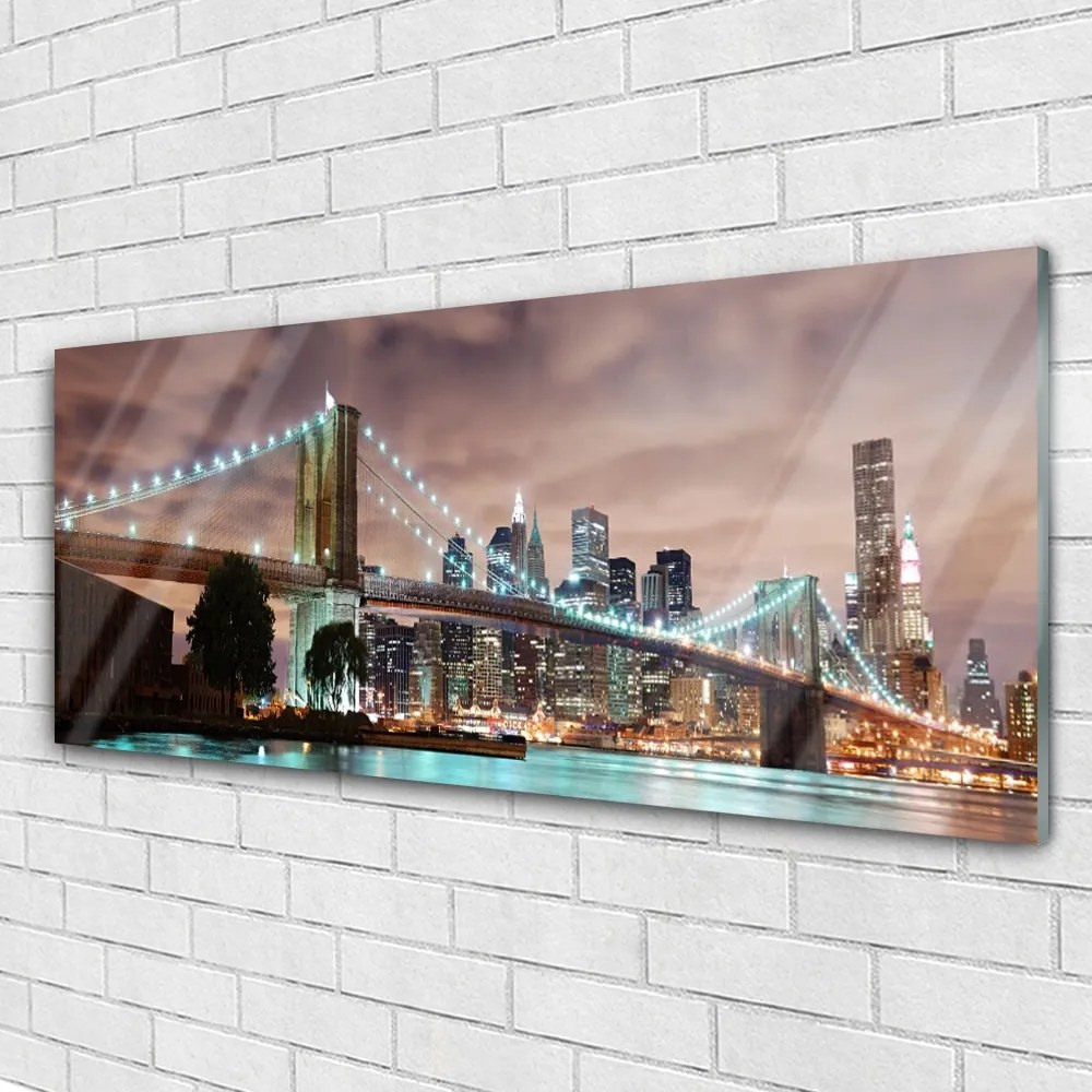 Obraz na akrylátovom skle Most mesto architektúra 125x50 cm