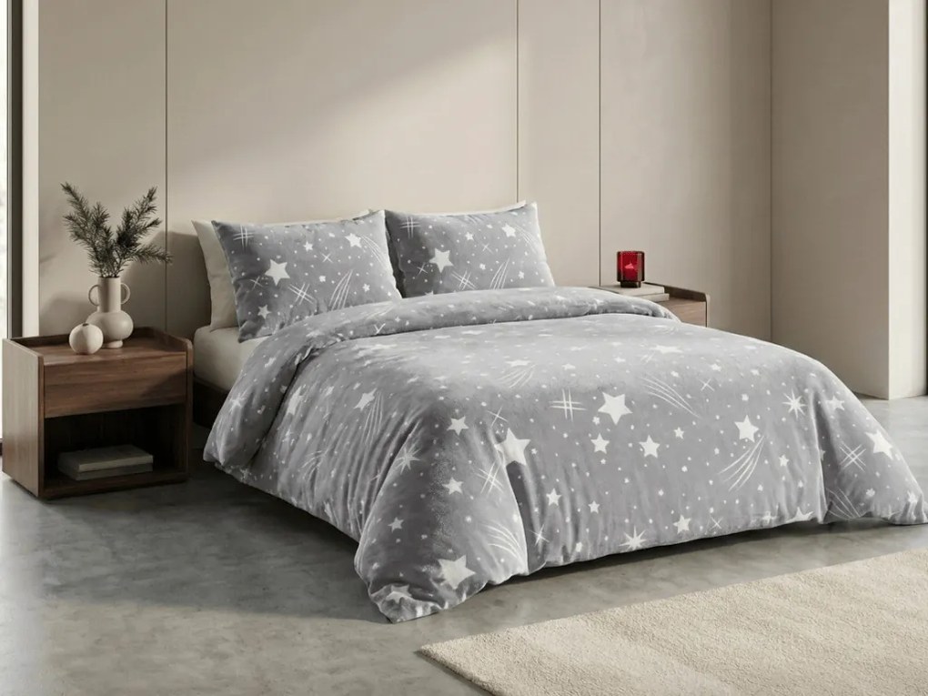 AKCE Mikroplyšové obliečky NIGHT STARS svetlosivé II. jakost Rozmer obliečky: 70 x 90 cm | 140 x 200 cm