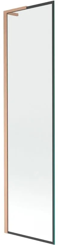 Mexen Next L, 1-krídlová vaňová zástena 50 x 150 cm, 6mm číre sklo-čierny vzor, medený profil, 895-050-000-03-70-65