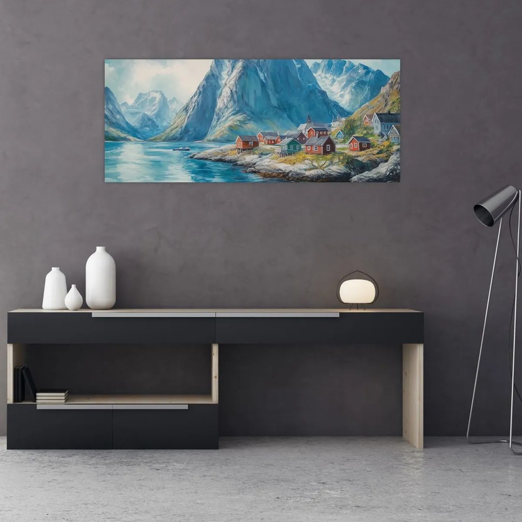 Obraz - Nórska dedinka (120x50 cm)