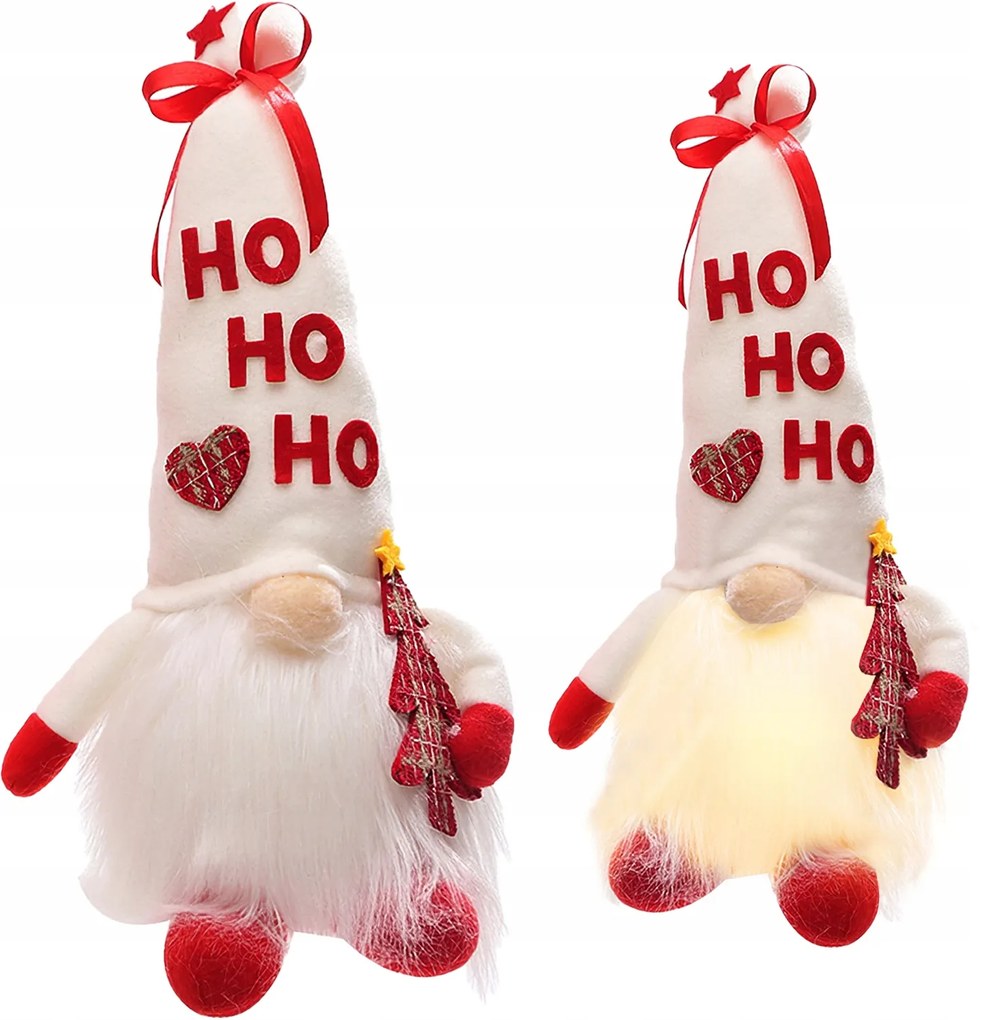 Vianočný LED škriatok 36 cm - "HO HO HO"