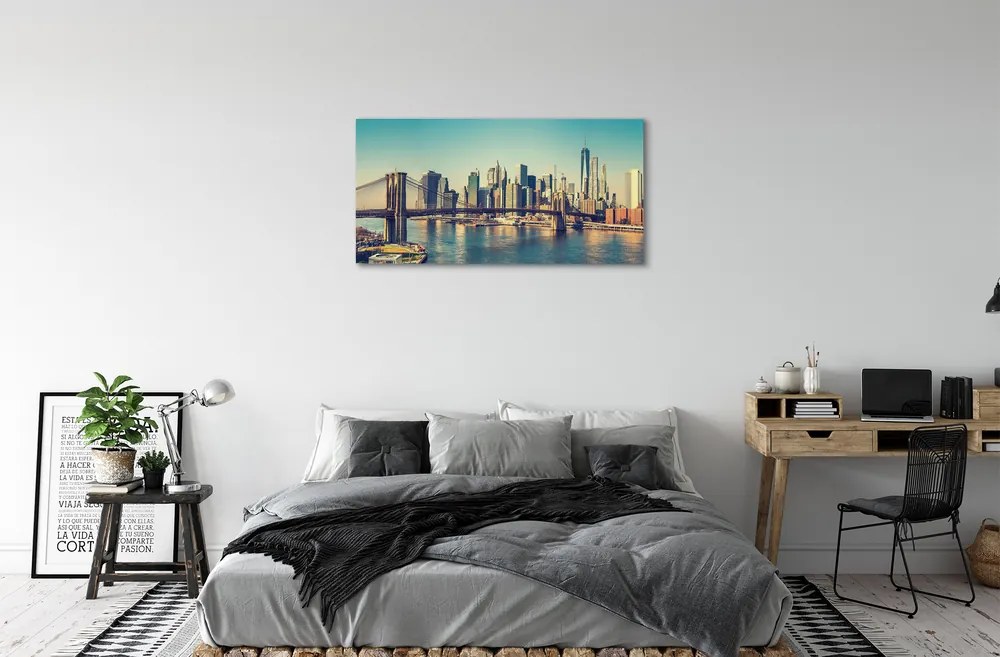Obraz na plátne Panorama bridge river 140x70 cm