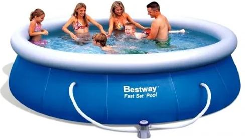 BESTWAY Fast Set samonosný rodinný bazén s kartušovou filtráciou 457 x 91 cm 57124