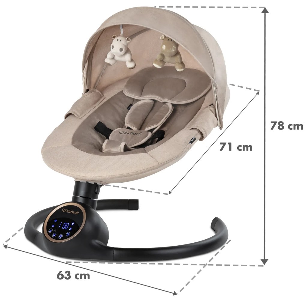 Elektrické hojdacie kreslo Kidwell REVE 2v1 pre bábätká s Bluetooth ovládaním