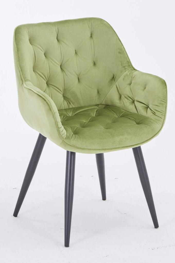 Zelená zamatová jedálenská stolička 81cm