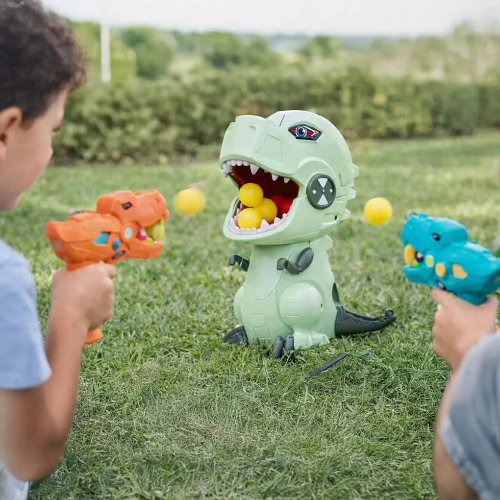 Hra na streľbu na terč KIK Dinosaurus – súprava 2 pištolí a 20 guličiek s LED funkciou