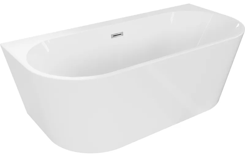 Mexen Oval+, voľne stojaca vaňa ku stene 170 x 80 cm, biela lesklá, chrómový prepad, 52681708000-01