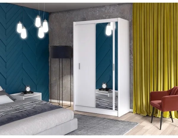 Šatní skriňa so zrkadlom SABRINA 120x215 cm biela