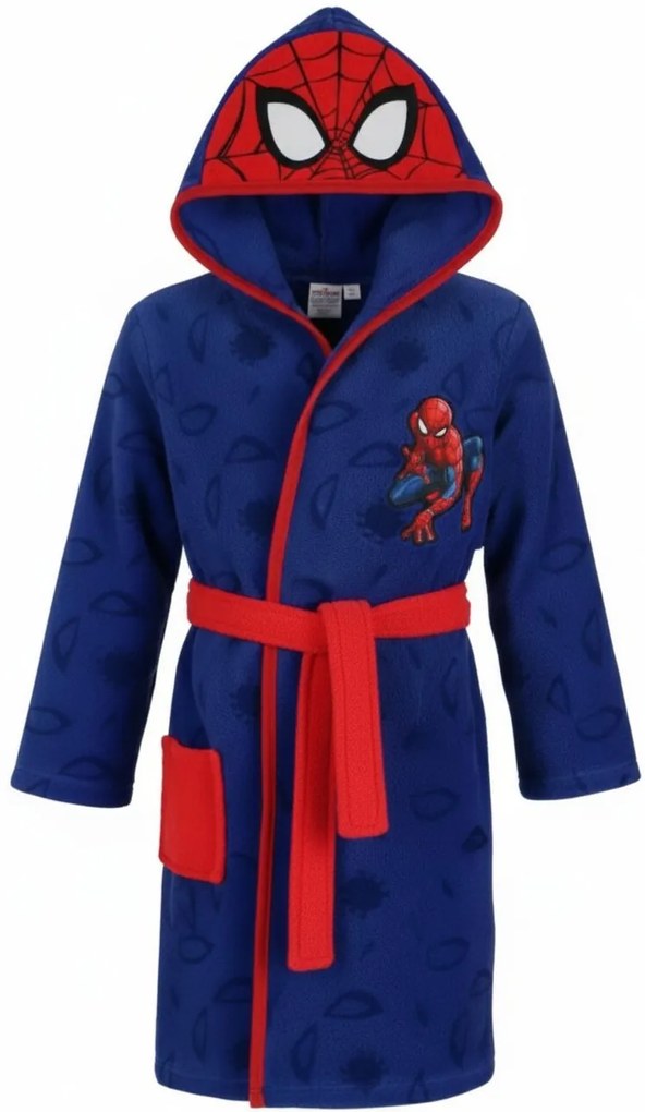 Chlapčenský coral fleece župan s kapucňou Spiderman, 98 / 104