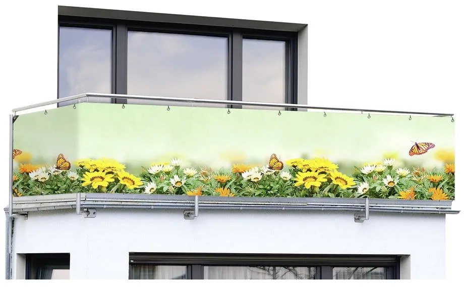 Žlto-zelená plastová balkónová zástena 500x85 cm Butterfly - Maximex