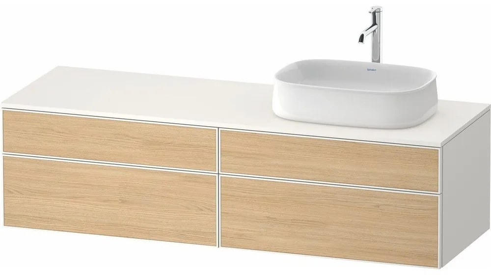 DURAVIT Zencha závesná skrinka pod umývadlo na dosku (umývadlo vpravo), 4 zásuvky, 1600 x 550 x 442 mm, dub prírodný/biela super matná, ZE4824R30840000