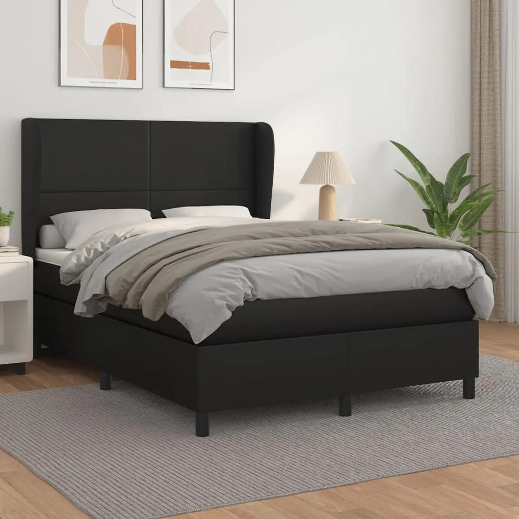 Boxspring posteľ s matracom čierny 140x190 cm umelá koža 3128907