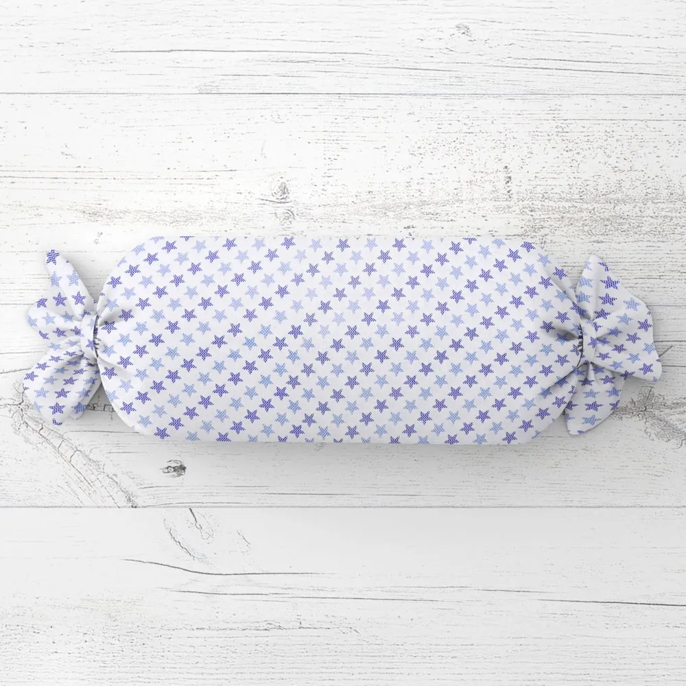 Biante Vankúš valec bonbon Sandra SA-266 Modré hviezdičky na bielom 15x80 cm