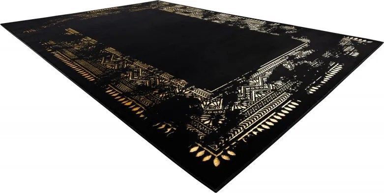 Dywany Łuszczów 200x290 cm Kusový koberec Gloss 408C 86 glamour black/gold, čierna, chodba / predsieň
