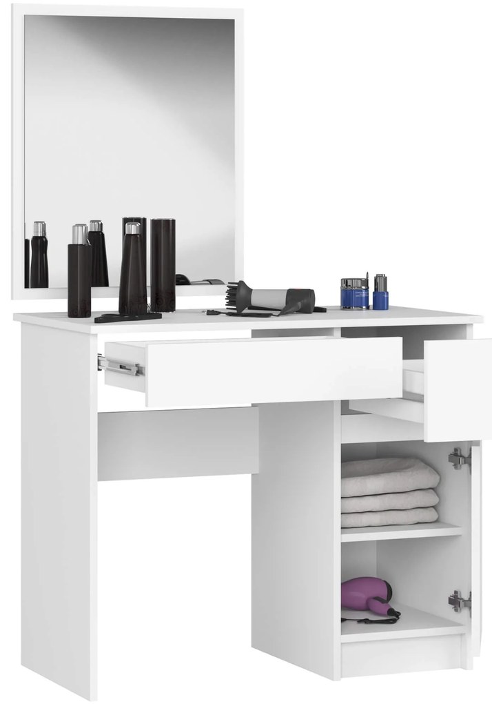 Toaletný stolík Parijat (biela) (so zrkadlom) (P). Akcia -19%. Vlastná spoľahlivá doprava až k Vám domov. 1128838