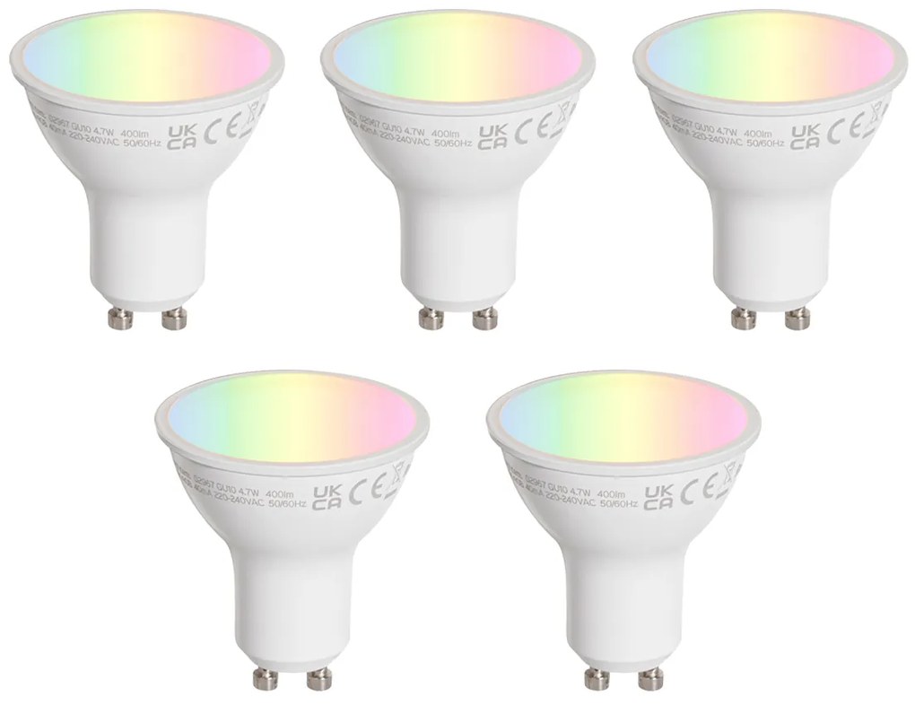 Sada 5 čírych LED žiaroviek GU10 50mm 4.7W 400 lm 2200-2400K