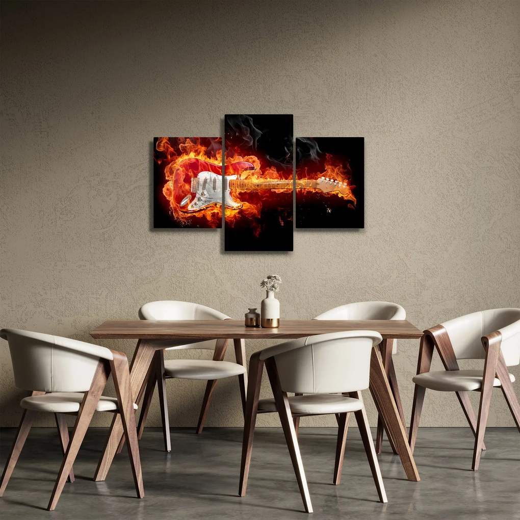 Obraz - Gitara v plameňoch (90x60 cm)