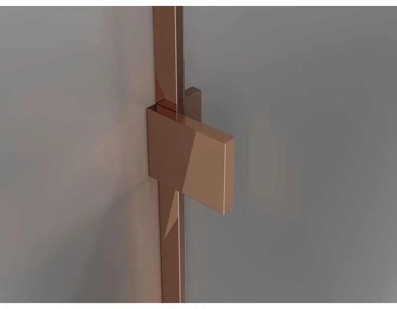 Mexen Lunar T, výklopný ľavý sprchový kút 140 x 80 cm, 8mm číre sklo, profil ružové zlato, 834T-140-080-60-00-L