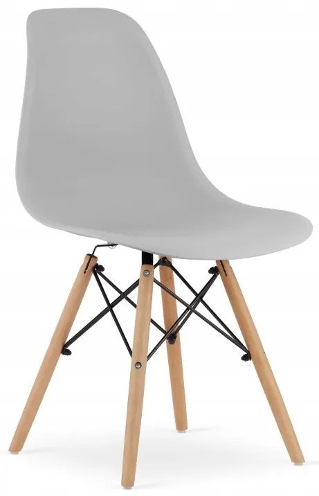 Jedálenská zostava stôl Dub sonoma 120 x 80cm biele nohy + 4 stoličky OSAKA sivé / prírodné nohy