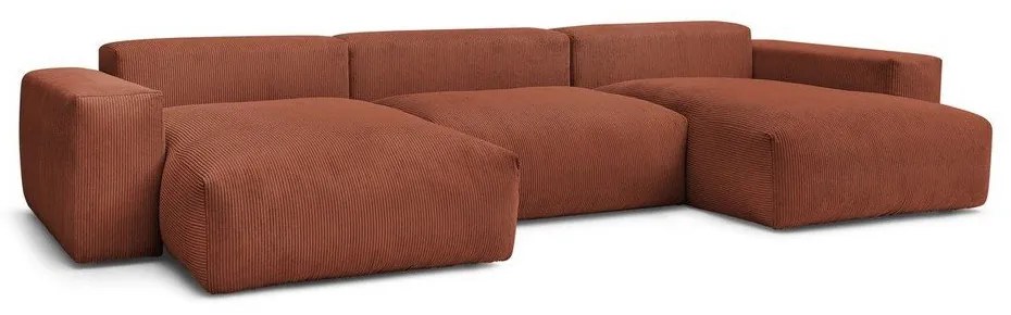 Menčestrová rohová pohovka v tehlovej farbe Voltaire – Bobochic Paris