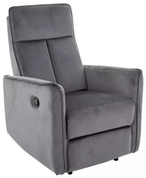 Polohovacie kreslo Maxime Velvet, sivá