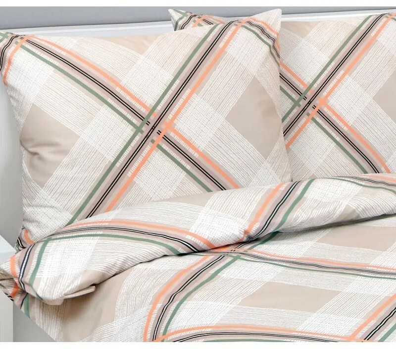 Bellatex Saténové povlečení Kostka béžová , 140 x220 cm, 70 x 90 cm, 140 x 220 cm, 70 x 90 cm