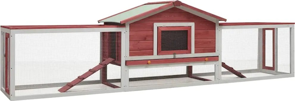 Králikáreň, červená 310x70x87 cm, borovicový a jedľový masív 170860