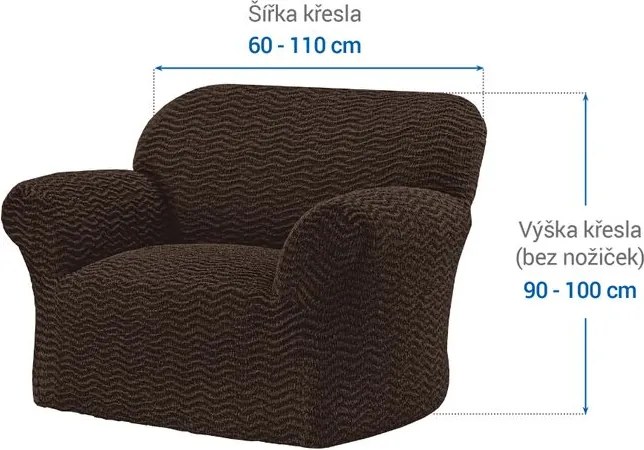 Bielastické poťahy CRISTINA tabaková kreslo (š. 60 - 110 cm)
