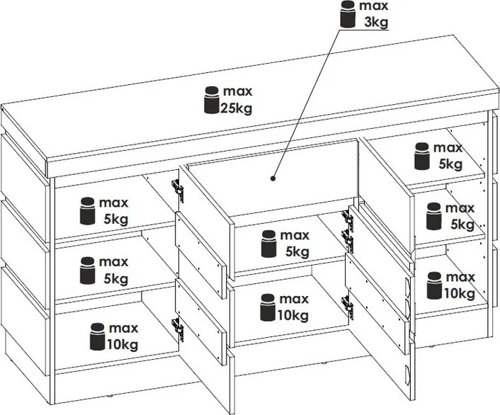 Úložná komoda Corte, dub coast/tmavo šedá
