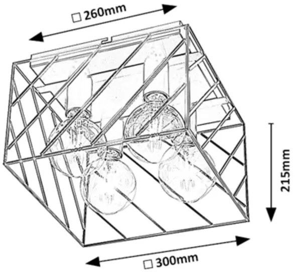 Rabalux 71027 - Stropné svietidlo BOROO 4xE27/25W/230V