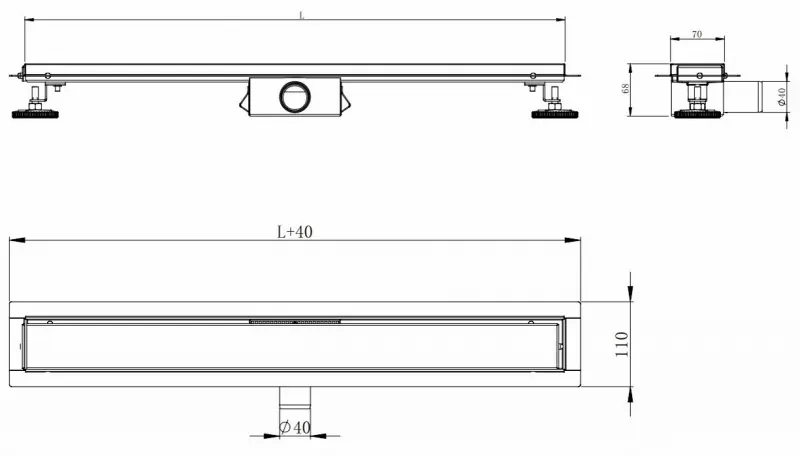 Odtokový žľab nízky MEXEN FLAT 2v1 160 cm + sifón