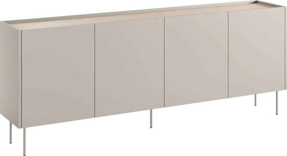 Komoda Desin 220 cm štvordverová - kašmír / dub nagano