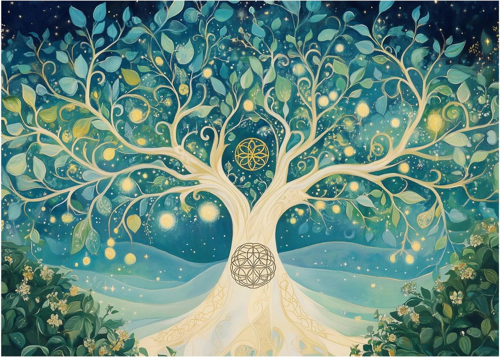Obraz – Magický strom so špirálami (70x50 cm)