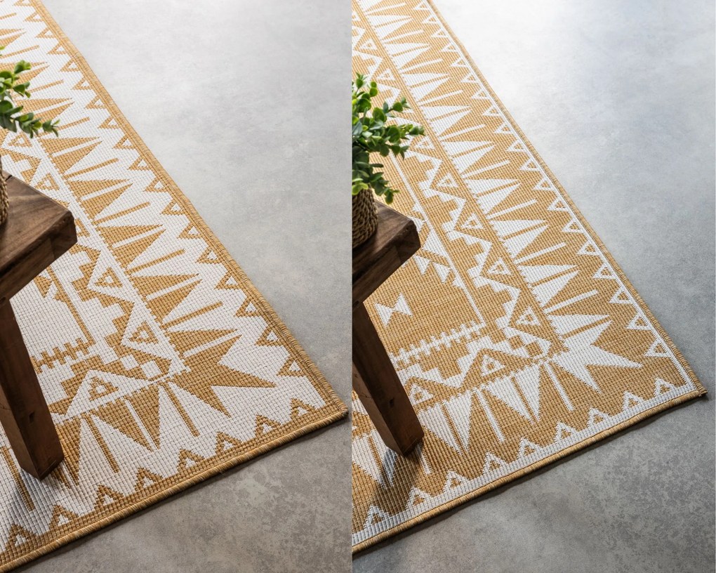 ELLE Decoration, Kusový koberec Gemini 106022 Ochre z kolekcie Elle – na von aj na doma, 80x150, žltá, chodba / predsieň